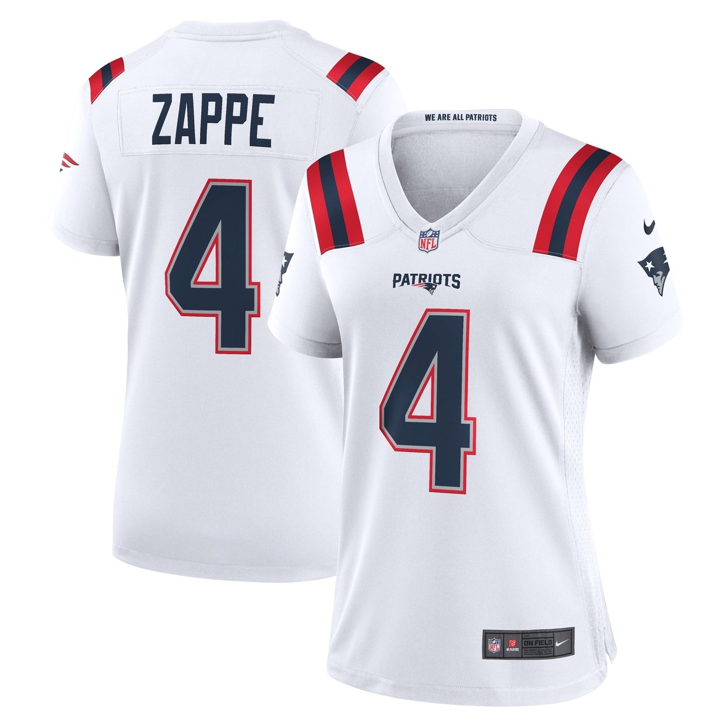 Women's Nike Bailey Zappe White New England Patriots Game Player Jersey