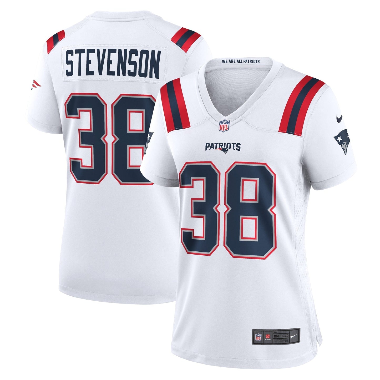 Women's Nike Rhamondre Stevenson White New England Patriots Game Player Jersey