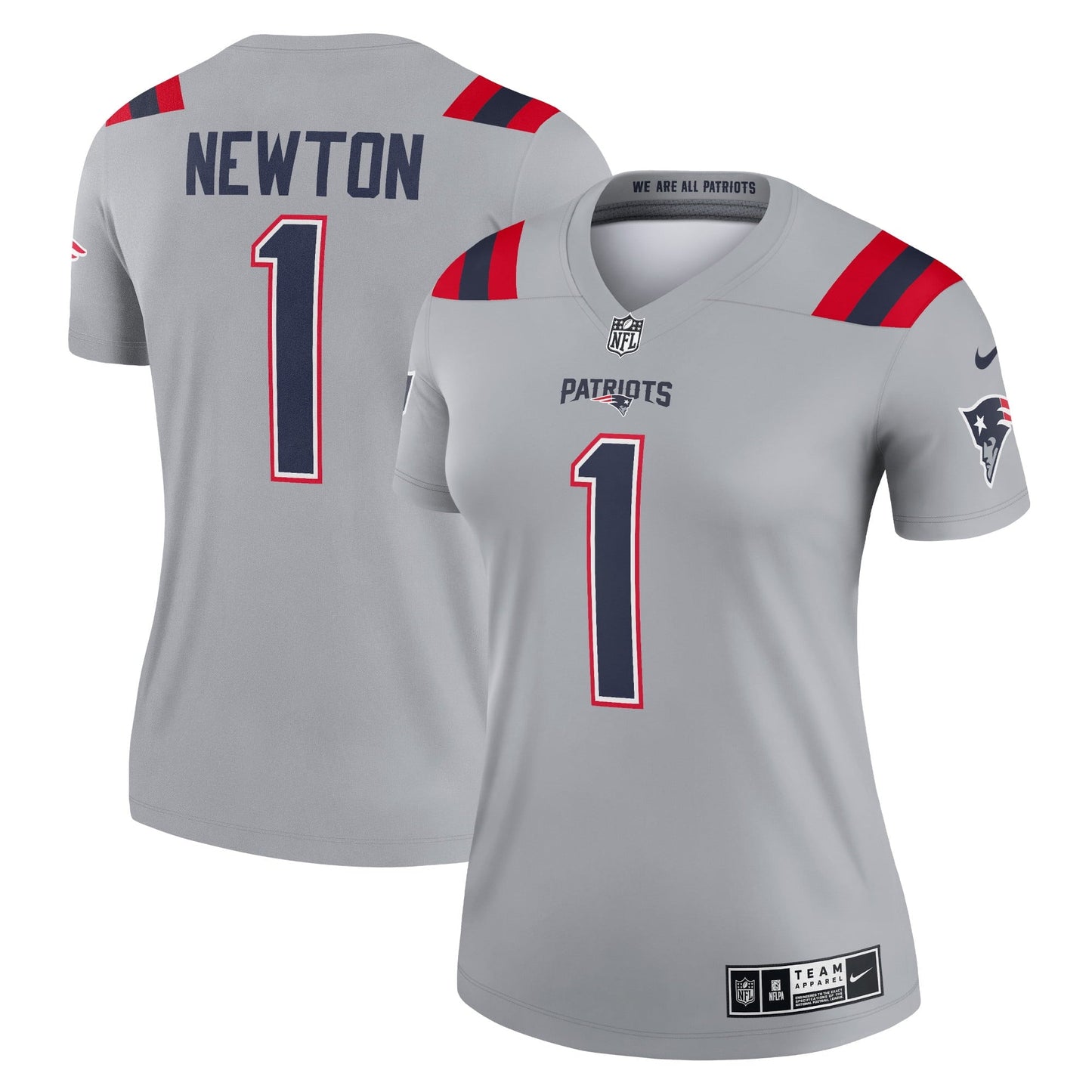 Women's Nike Cam Newton Gray New England Patriots Inverted Legend Jersey