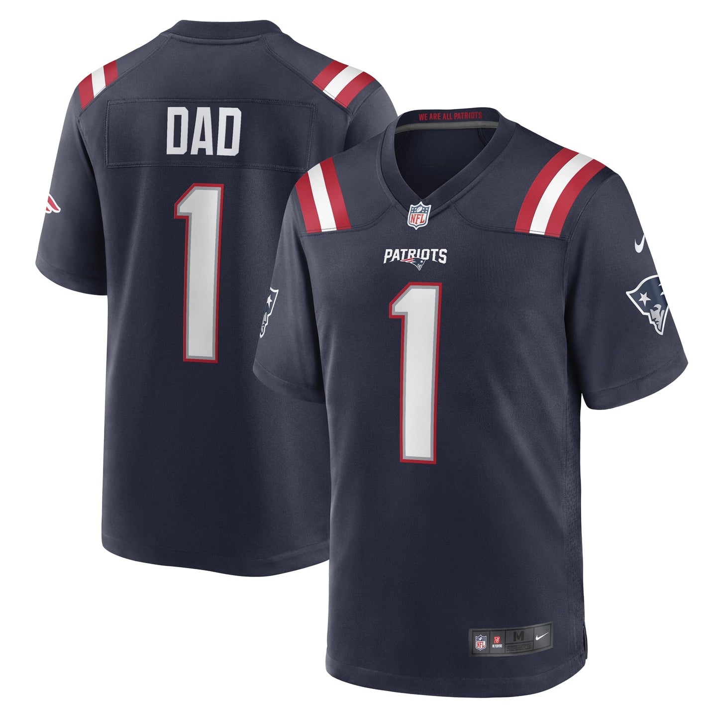 Men's Nike Number 1 Dad Navy New England Patriots Game Jersey