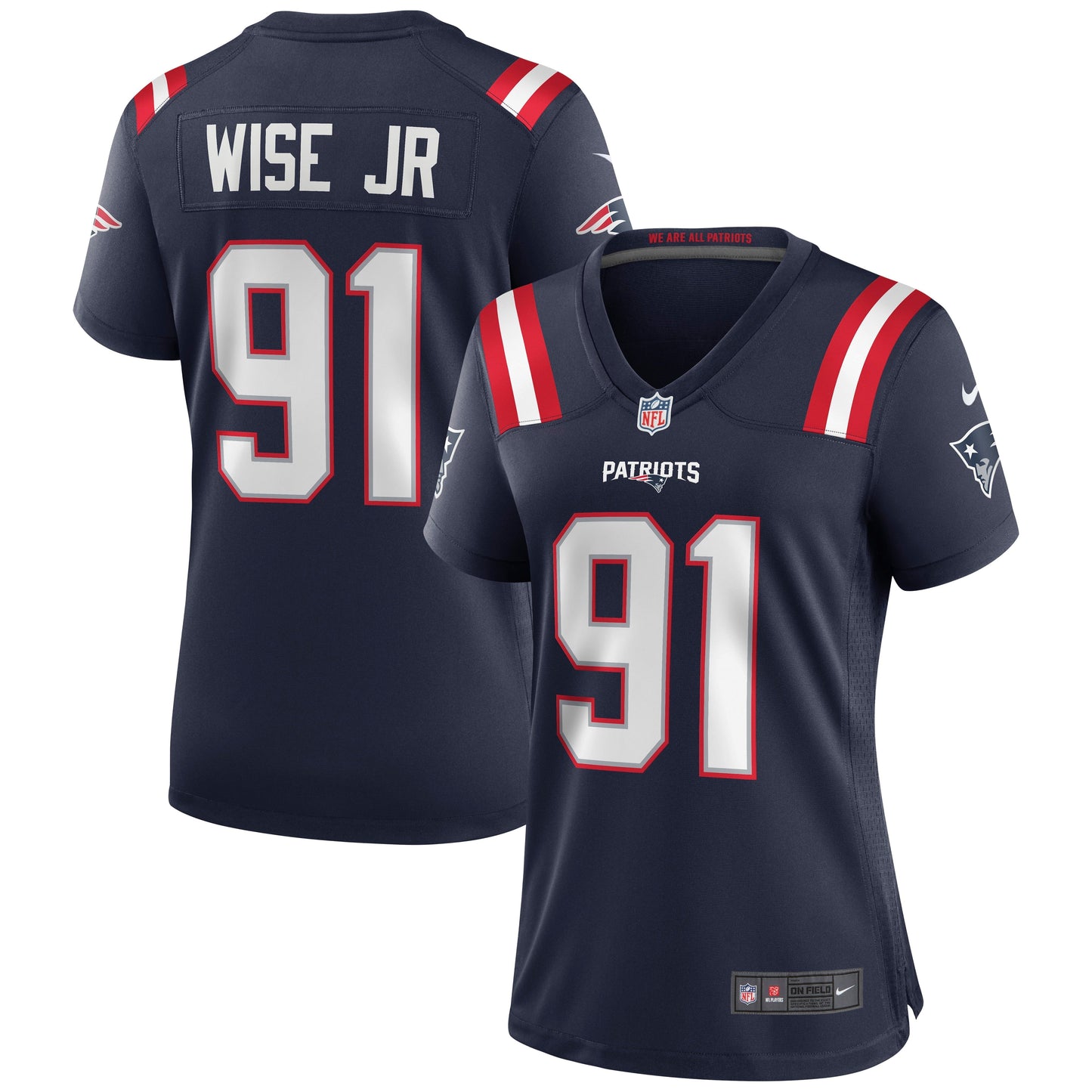 Women's Nike Deatrich Wise Jr. Navy New England Patriots Game Jersey