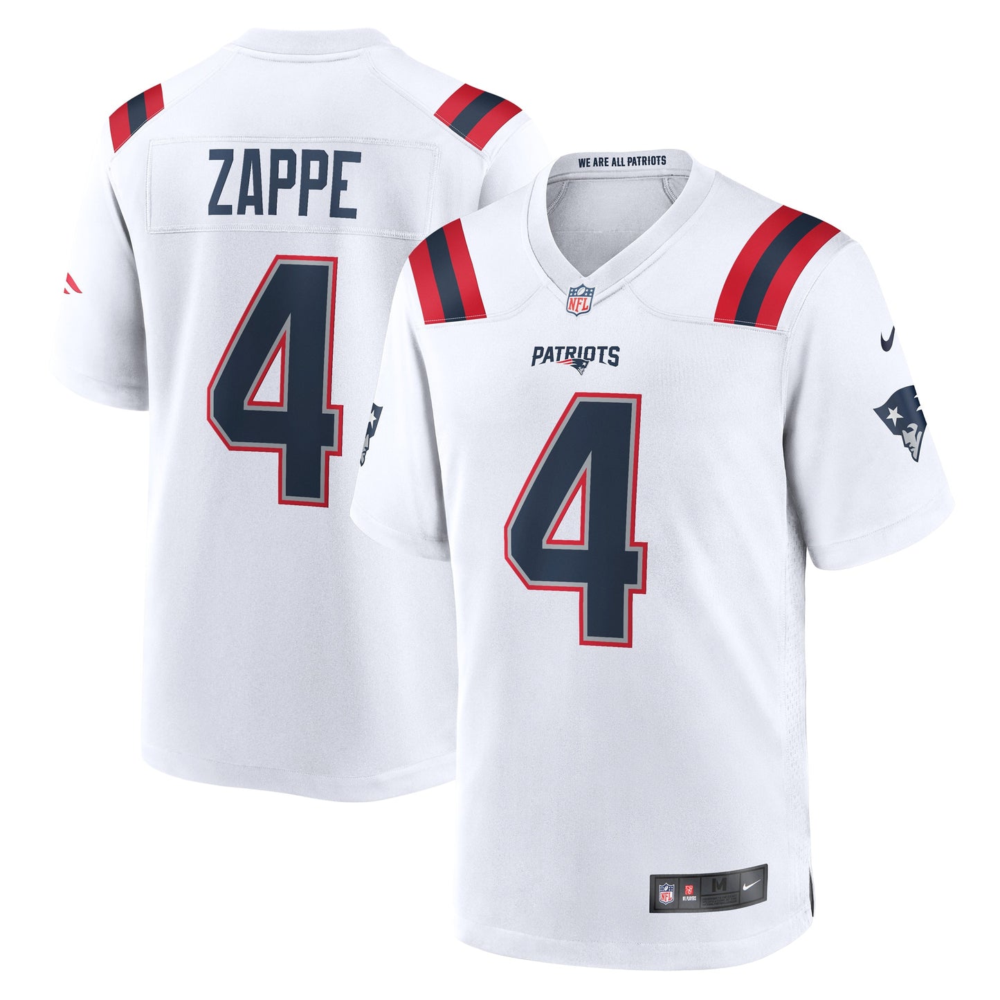 Bailey Zappe New England Patriots Nike Game Player Jersey - White