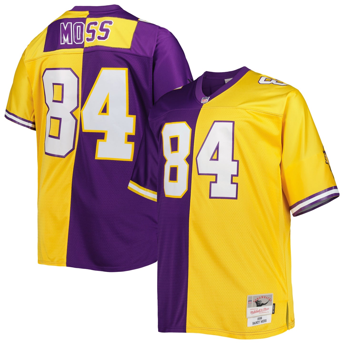 Randy Moss Minnesota Vikings Mitchell & Ness Big & Tall Split Legacy Retired Player Replica Jersey - Purple/Gold