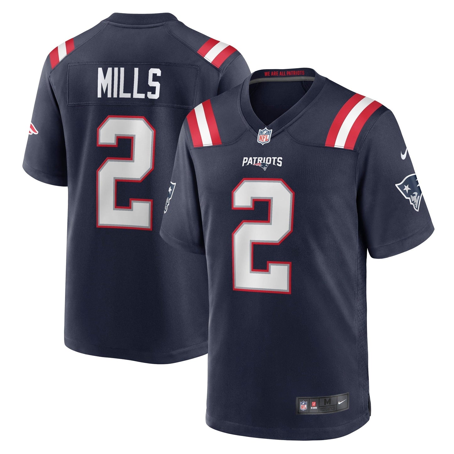 Men's Nike Jalen Mills Navy New England Patriots Game Player Jersey