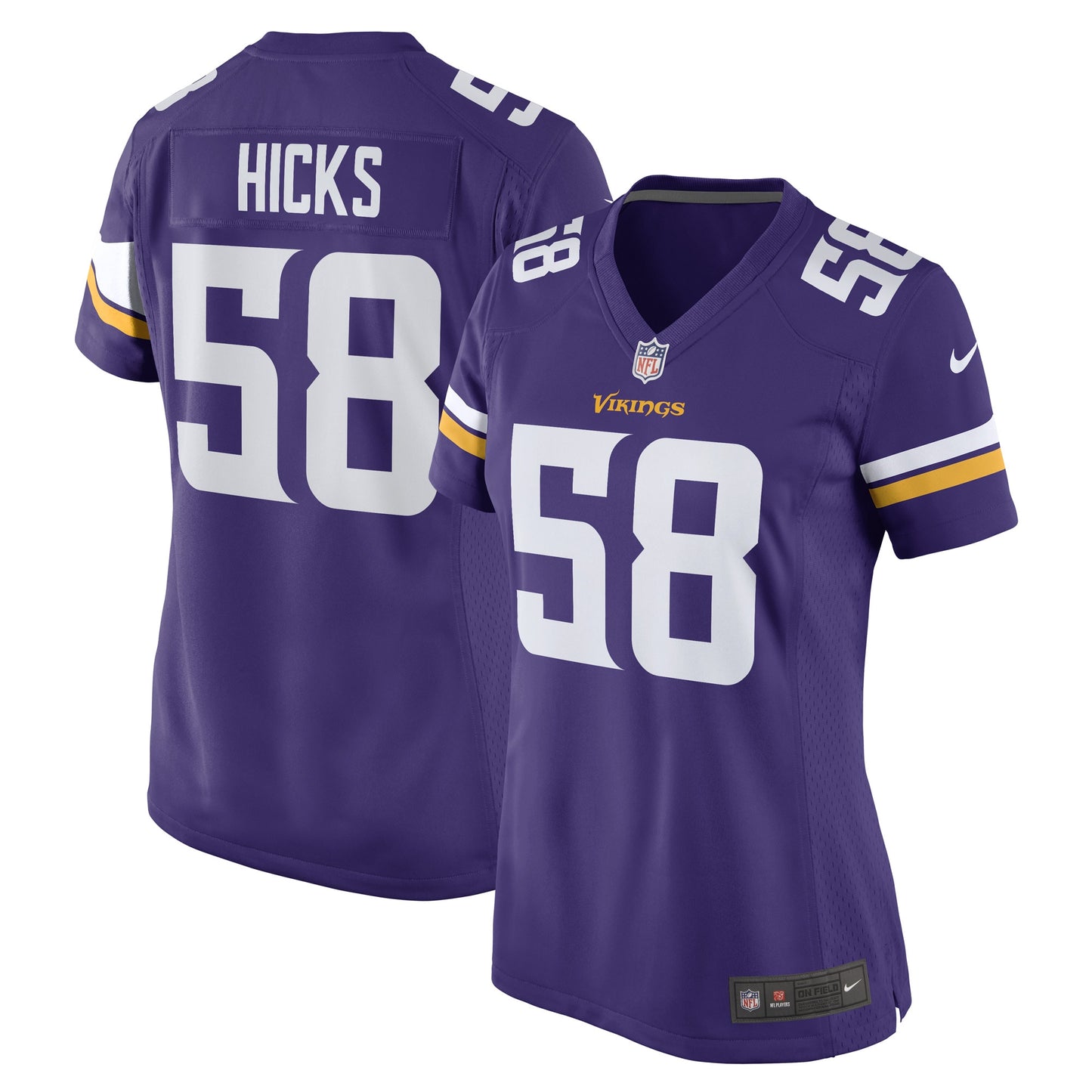 Jordans Hicks Minnesota Vikings Nike Women's Game Player Jersey - Purple