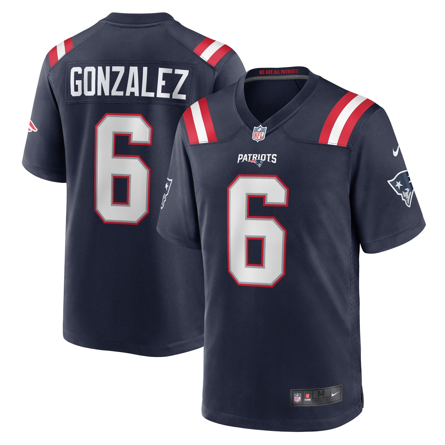 Christian Gonzalez New England Patriots Nike Team Game Jersey -  Navy