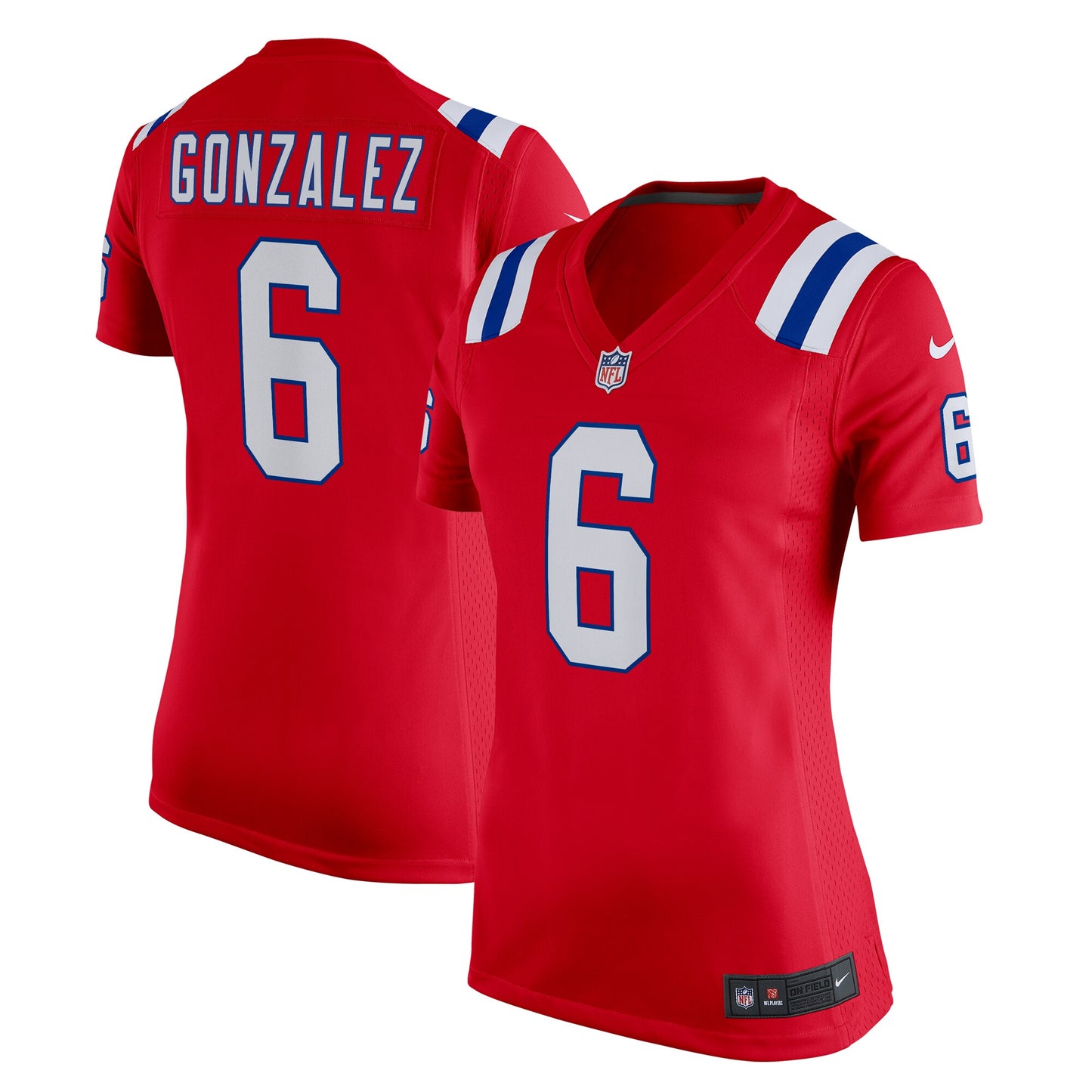 Christian Gonzalez New England Patriots Nike Women's Alternate Team Game Jersey - Red