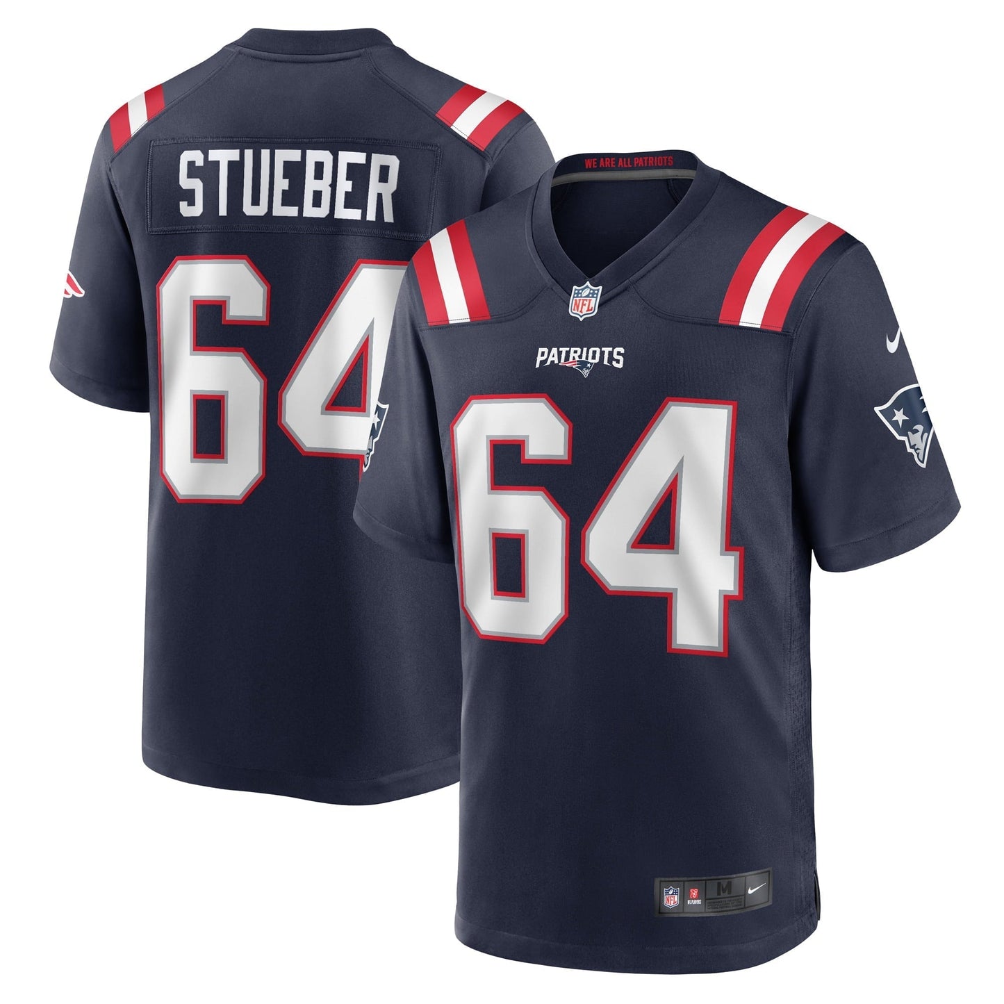 Men's Nike Andrew Stueber Navy New England Patriots Game Player Jersey