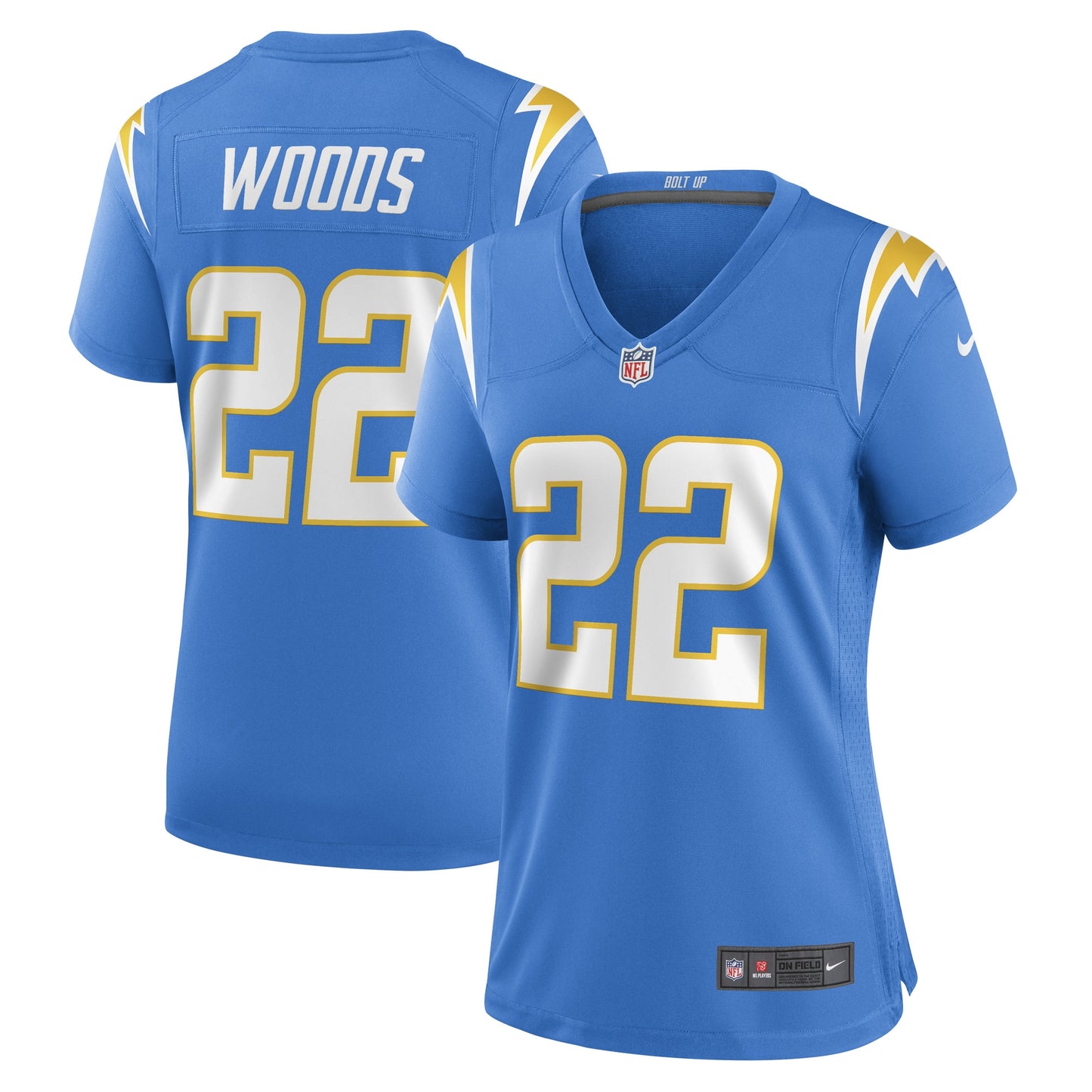 JT Woods Los Angeles Chargers Nike Women's Game Player Jersey - Powder Blue